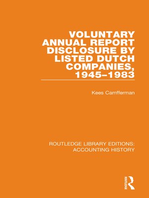 cover image of Voluntary Annual Report Disclosure by Listed Dutch Companies, 1945-1983